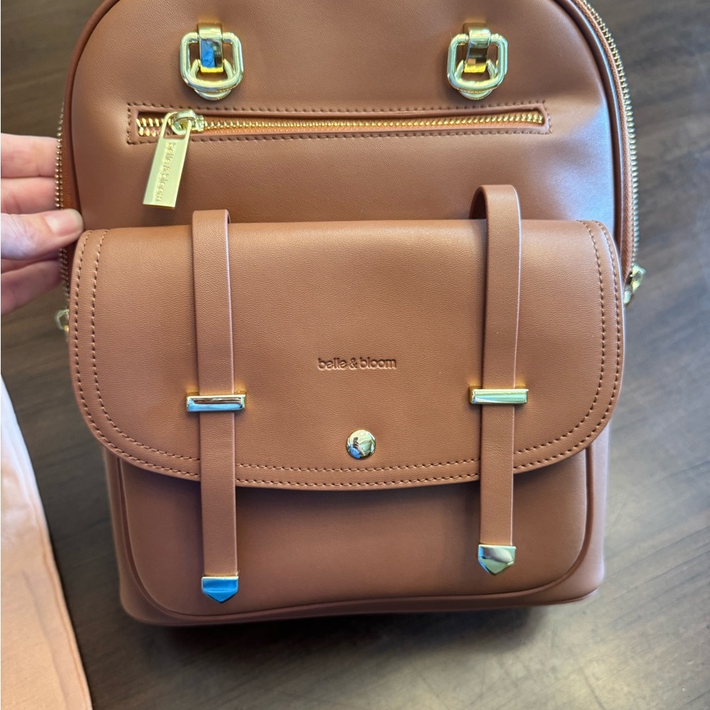 5th Avenue Leather Camel Backpack